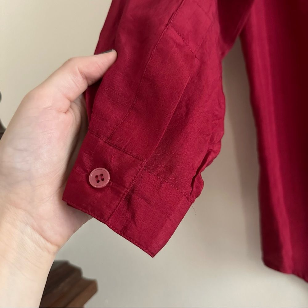 Vintage 100% Silk Button Down Shirt - Picture 8 of 9